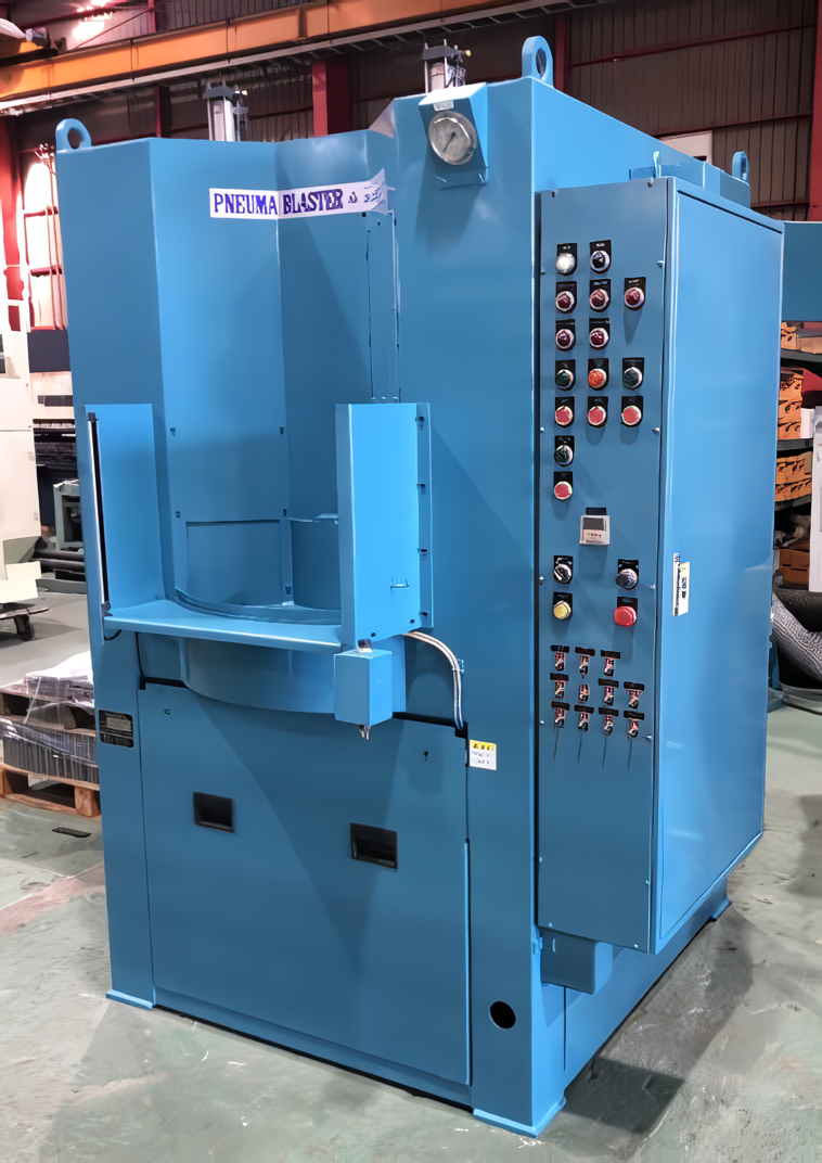 インデックステーブル式エアーブラスト（微粉研磨材・重力式／研磨材分級機能付）